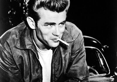 REBEL WITHOUT A CAUSE, James Dean on set, 1955